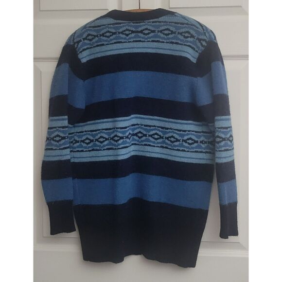 LuLaRoe Womens XS Peyton Stripes Blue Colorway Cardigan Front Pockets Pre-Loved - Picture 3 of 7